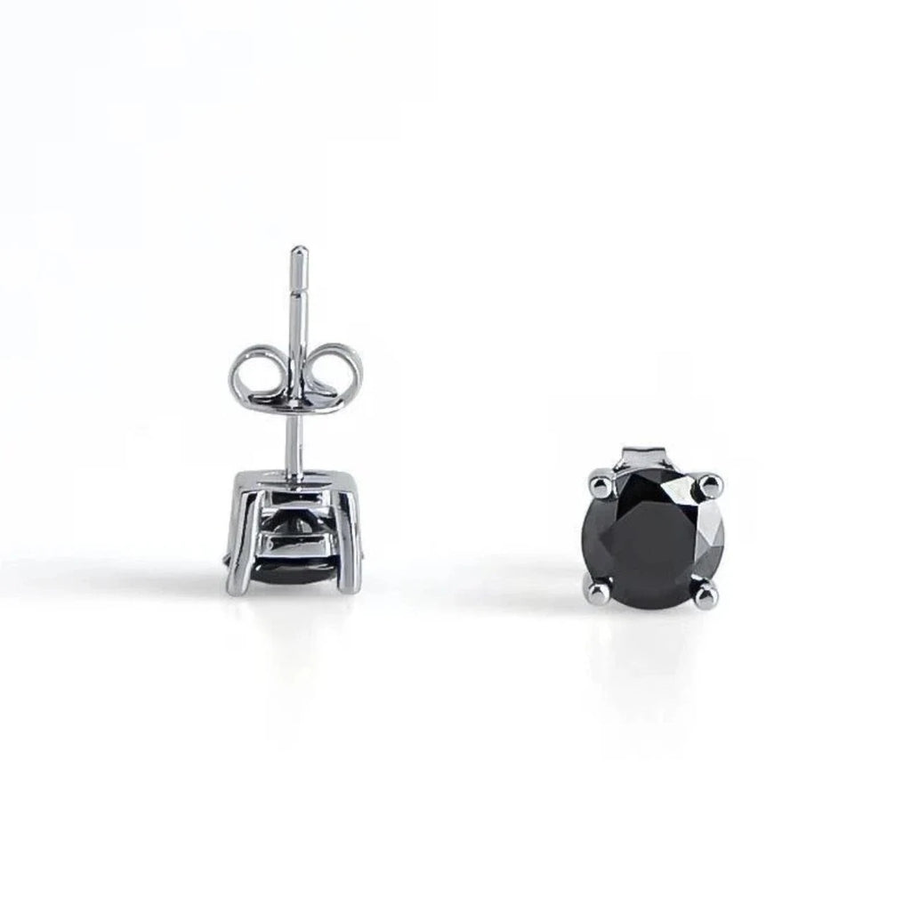 5mm Round Cut Stud Black Gem