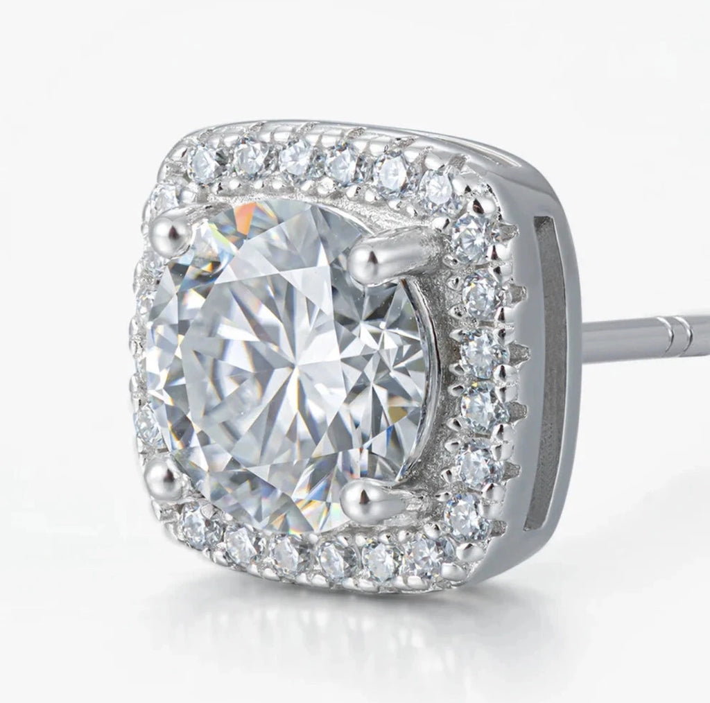 Moissanite 7mm Cluster Stud Earrings