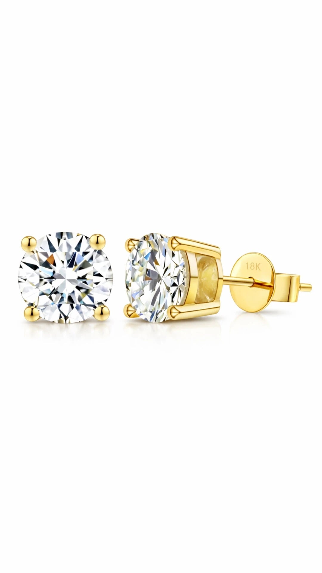 6.5mm Round Cut Stud Earrings - Gold