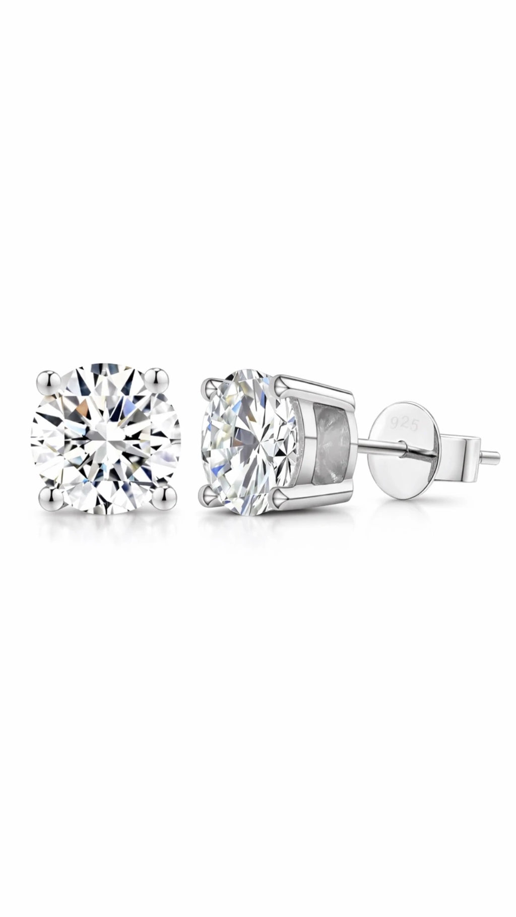 6.5mm Round Cut Stud Earrings - White Gold